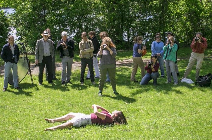 Laurie and class during hands-on portion of workshop