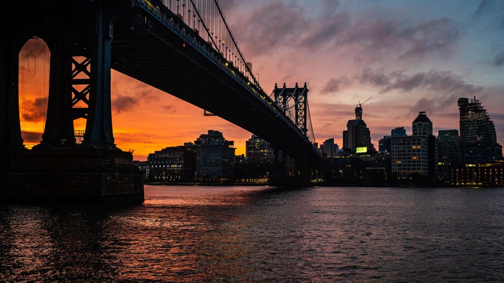 John Kreidler image of Brooklyn Bridge at sunset