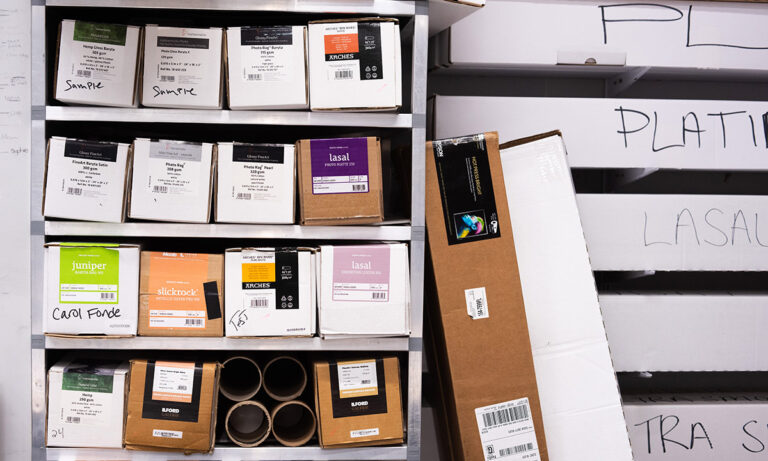 Printer's Choice- Boxes of inkjet paper rolls, Moab, Hahnemuhle, Ilford, Canson